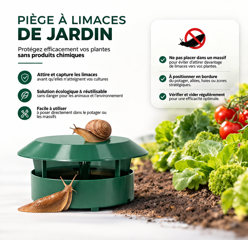PIÈGE À LIMACES PRO – Stoppez les escargots et limaces au jardin