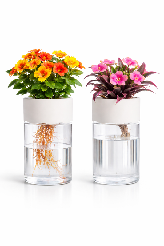 VASE HYDROPONIQUE TRANSPARENT – Sublimez vos plantes avec élégance